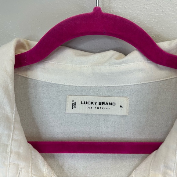 Lucky Brand M Ivory Eyelet Blouse 100% Cotton Prairie Peasant Boho Country EUC - Picture 4 of 11